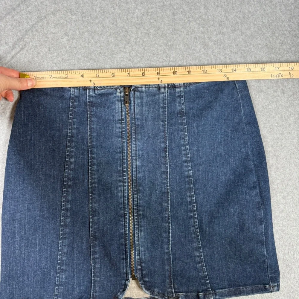 We The Free Free People Denim Mini Skirt Dark Academia Indie Sleeze Zip Size 8